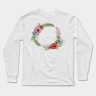 Floral Peony Loop Wreath Long Sleeve T-Shirt